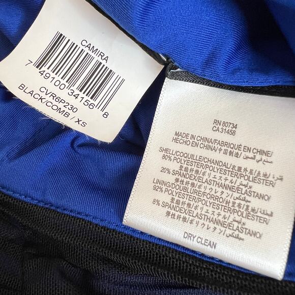 BCBG Maxazria Camira Dress Sz XS Black Blue NEW Bandage BodyCon Mini Embellished - Picture 10 of 13